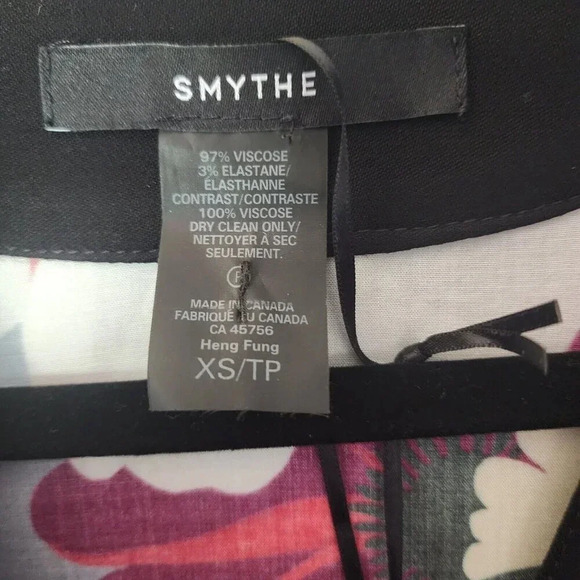 NWT $450 Smythe Viscose Blocked Kimono Floral Blouse Top Size XS with Black Trim - Picture 5 of 11